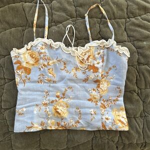 Reformation Blue and Yellow Floral Camisole